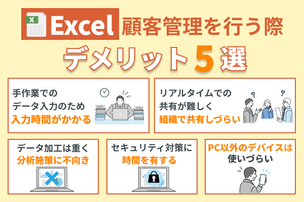 エクセルで顧客管理を行う際のデメリット
